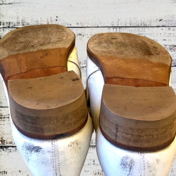 Vintage 80's Mens Dress Loafer White Leather Snake Print Queen French 10.5 ASIS - Picture 9 of 15